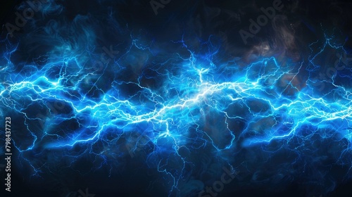 A blue lightning bolt with a white streak