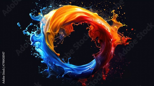 A splash of paint with a blue and orange swirl