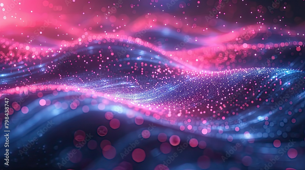A blue and pink wave with a lot of sparkles A blue and pink wave with a lot of sparkles