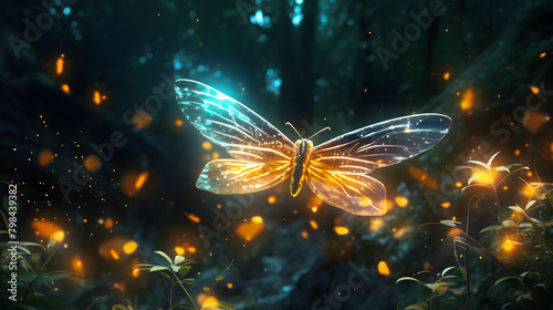 Abstract and magical image of Firefly flying