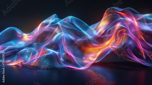 A colorful, glowing, and flowing piece of fabric