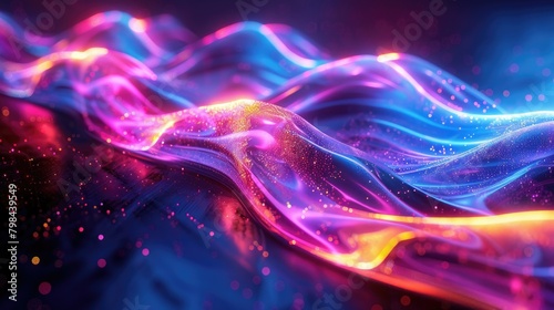A colorful wave of light with a purple and orange hue