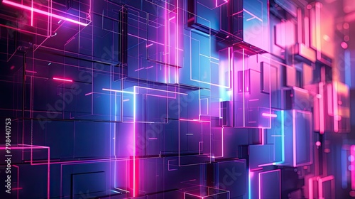 A colorful, neon background with a lot of squares and rectangles