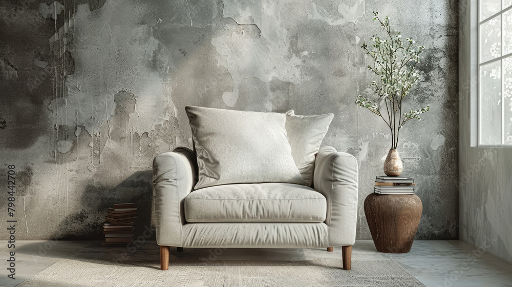 Grey Snuggle Chair in Modern Living Room Grey Snuggle Chair in Modern Living Room