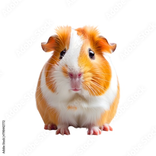 Charming scene of a guinea pig on a clean white backdrop.