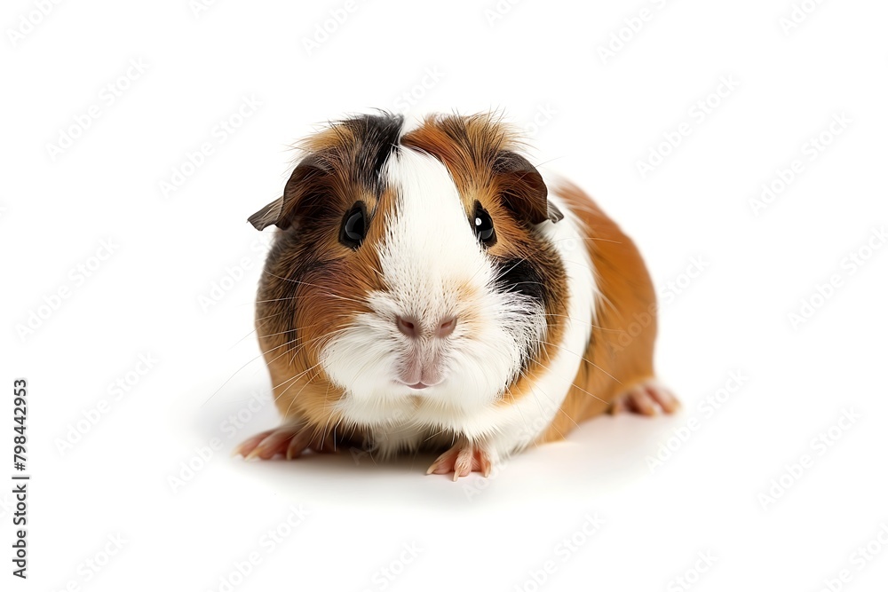 Magnificent depiction of a guinea pig on a clean white backdrop. Magnificent depiction of a guinea pig on a clean white backdrop.