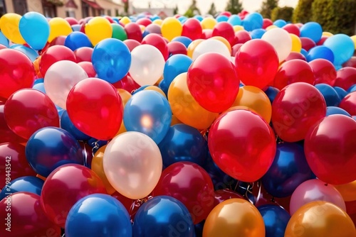 Many colorful party balloons  festive celebration decorations