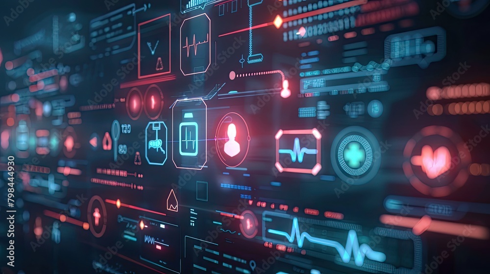 A computer screen with many icons and a red heart A computer screen with many icons and a red heart
