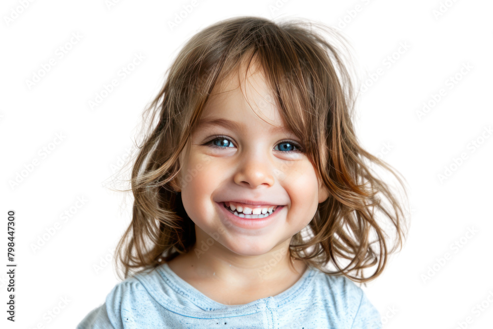 A child's innocent and joyful smile, Isolated on white background A child's innocent and joyful smile, Isolated on white background