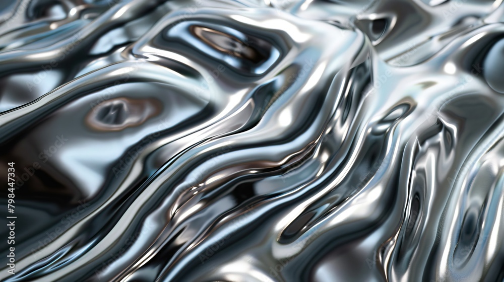 A shiny silver fabric with a wave pattern A shiny silver fabric with a wave pattern