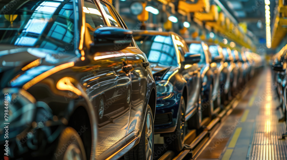 Mass Production Process, Assembly Line of Contemporary Cars in Factory Mass Production Process, Assembly Line of Contemporary Cars in Factory