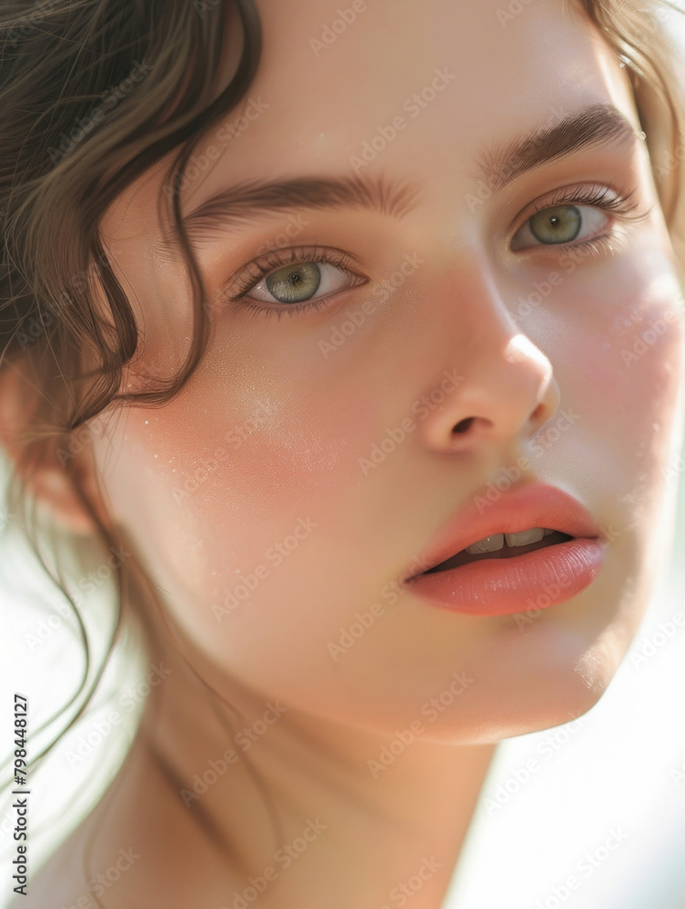 A stunning 3D ing of a gorgeous young woman with flowing curly hair and captivating green eyes, ideal for beauty and fashion concepts A stunning 3D ing of a gorgeous young woman with flowing curly hair and captivating green eyes, ideal for beauty and fashion concepts