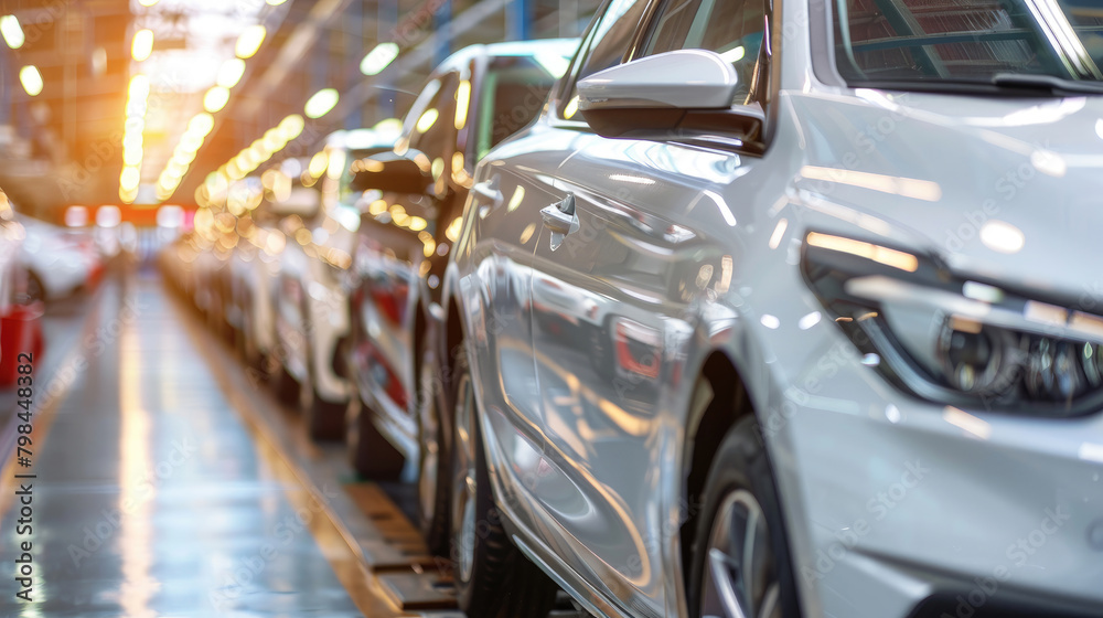 Mass Production Process, Assembly Line of Contemporary Cars in Factory Mass Production Process, Assembly Line of Contemporary Cars in Factory