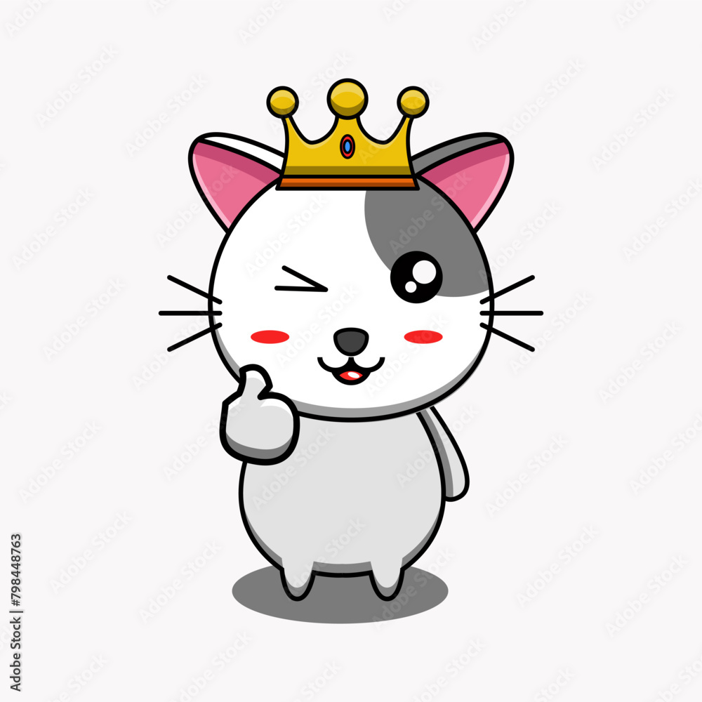 cute vector design illustration of a cat mascot with a crown cute vector design illustration of a cat mascot with a crown