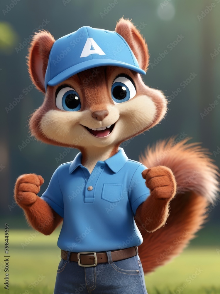 Fototapeta premium male adult squirrel character thumb up