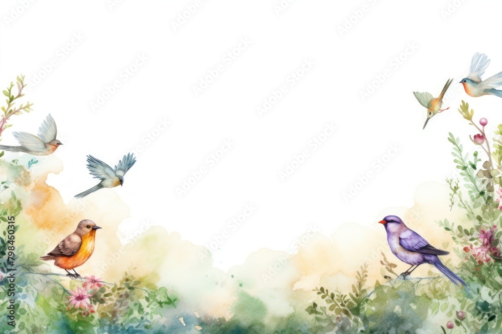 Fototapeta Painting birds border outdoors animal nature.