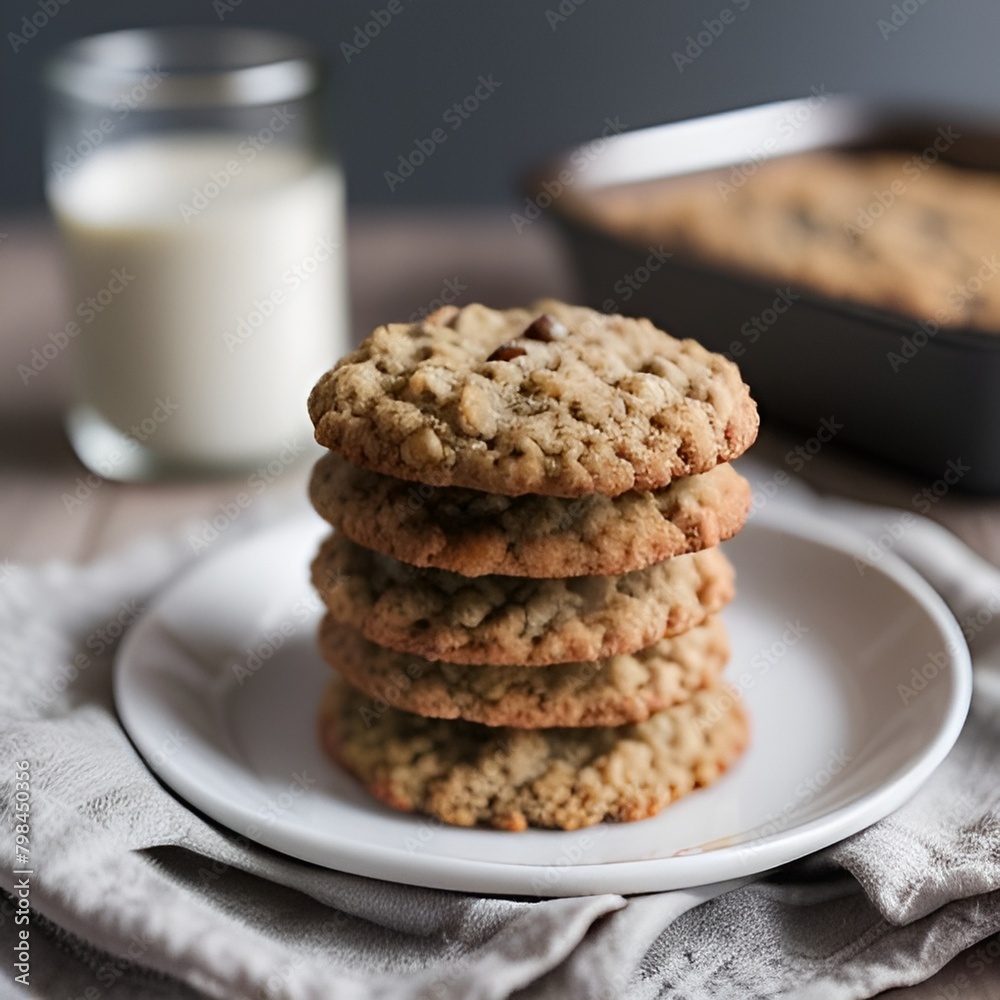 a plate of oatmeal cookies