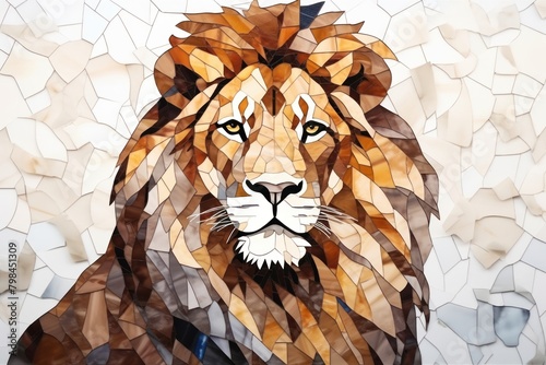 Mosaic tiles of lion backgrounds animal mammal. photo