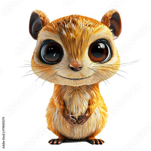 Cute chipmunk cartoon illustration. Realistic squirrel cartoon character