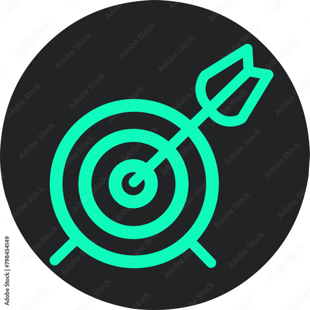 Target with arrows. Vector. Black green solid icon Target with arrows. Vector. Black green solid icon