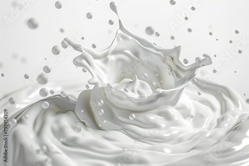 splashing white milk or yogurt creamy liquid with clipping path 3d food illustration 7 photo