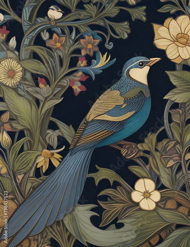Beautiful deco birds art design background