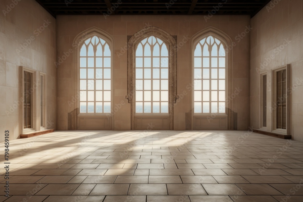 Fototapeta premium Inside castle empty architecture flooring window