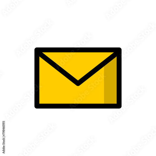 Mail Icon Transparent Background. Filled Line Design Style Vector Illustration.