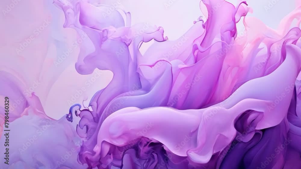 Artistic rendering of pastel purple and pink smoke-like textures, creating a fluid and dynamic abstract visual that stimulates imagination and evokes serenity
