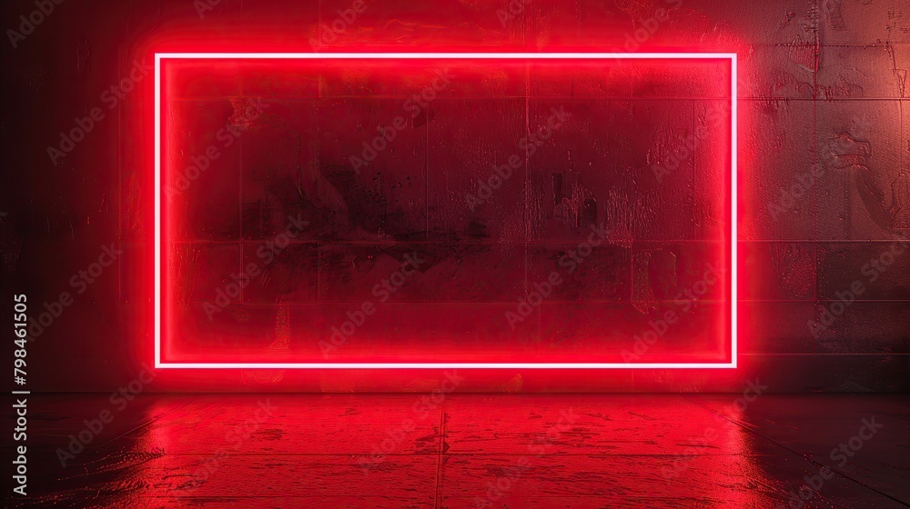 This is a dark room with a red neon light on the back wall.


