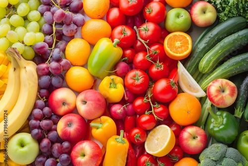 vibrant rainbow of fresh fruits and vegetables healthy eating concept photo