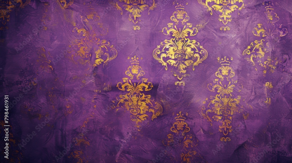 Beautiful purple background with golden floral ornament