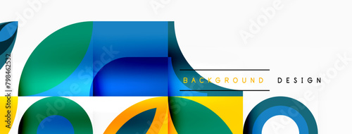 A vibrant abstract design featuring circles and squares in tints and shades of electric blue on a white background. The pattern displays symmetry and eyecatching graphics, perfect for a brand logo