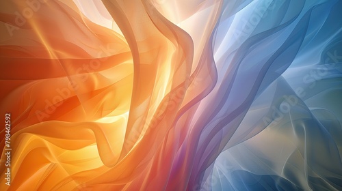 This is an abstract image with flowing orange and blue waves. This is an abstract image with flowing orange and blue waves.