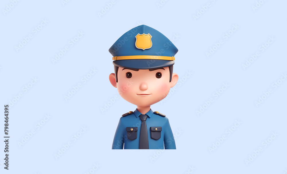 Cute Police Character 3D illustration