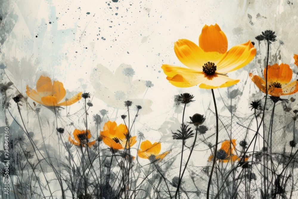 Naklejka premium Wild flower art painting outdoors.