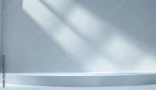 Wallpaper Mural Minimalistic light blue background for product presentations, featuring shadow and light from a window cast upon a wall. Made with Generative AI Technology Torontodigital.ca