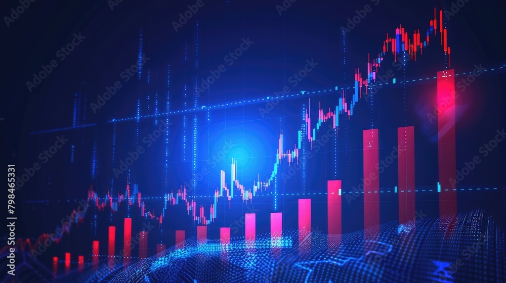 Stock market investment trading chart in graphic concept suitable for financial or economic business ideas. AI Generated.