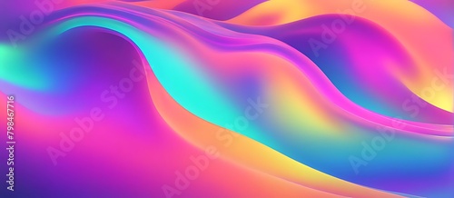 Wallpaper Mural Abstract fluid iridescent holographic neon curved wave in motion colorful background, Gradient design.  Torontodigital.ca