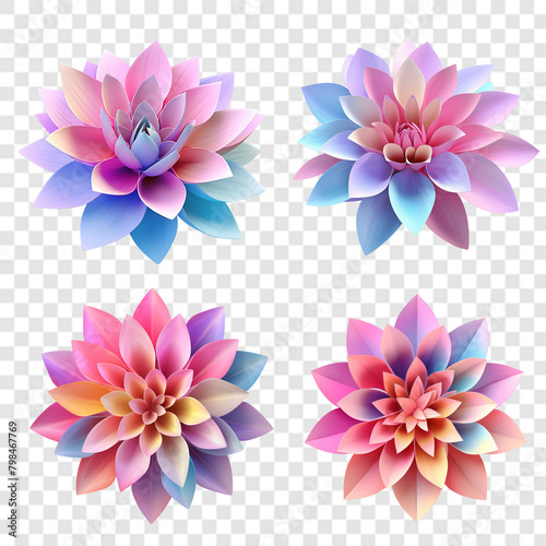 collection of beautiful pastel flower shapes