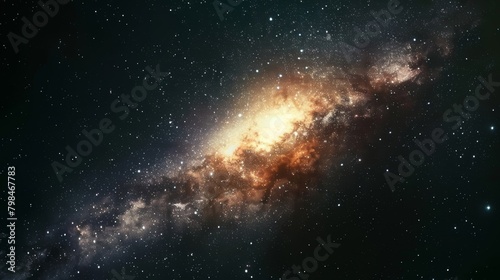 The image showcases a very bright star shining prominently in the dark sky, casting a radiant glow and standing out among the other celestial bodies present. Its intense light adds a striking contrast