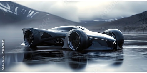 Future sports car concept in sleek black. 🏎️⚫️ Cutting-edge design and high performance redefine automotive excellence. Embrace the thrill of tomorrow's speed.  FuturisticSpeed © Elzerl