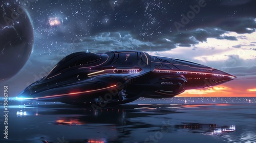 Wallpaper Mural Capture a side view of futuristic technologies with sleek lines and glowing accents, set against a romantic backdrop of starlit skies and soft candlelight, using unexpected worms-eye camera angles for Torontodigital.ca