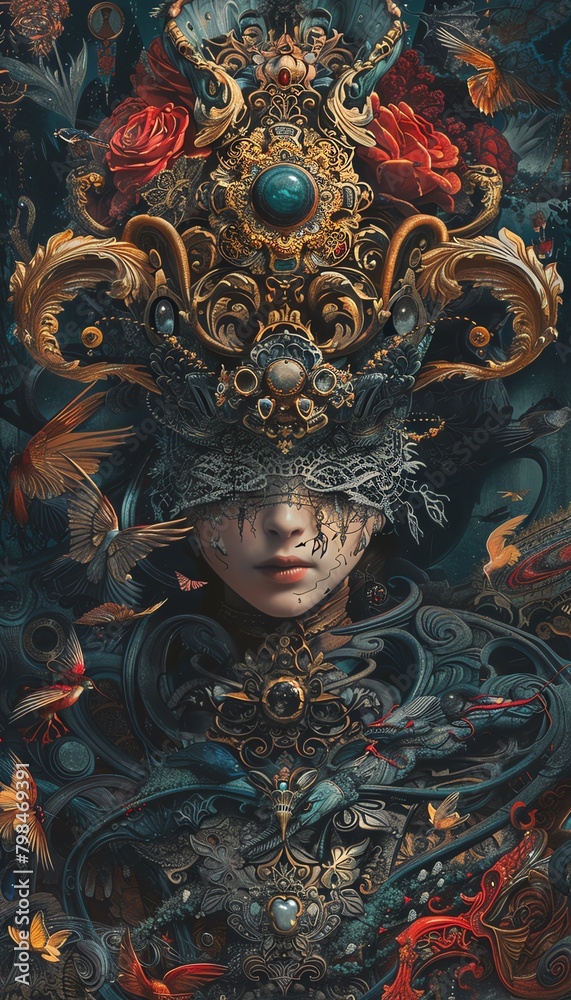 Bring the strength of Baroque art to life in a survival story shown from a rear-view perspective Utilize rich, deep colors and intricate details to portray the resilience of the character Experiment w
