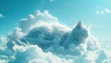 Large white cat resting on a cloud.