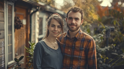 Smiling Couple with Blurred Background. Generative AI.