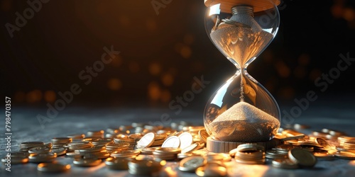 Time exchanged for money concept depicted with an hourglass. ⏳💰 Symbolizing the value of time in financial transactions. Manage time wisely for wealth and success. #TimeIsMoney photo