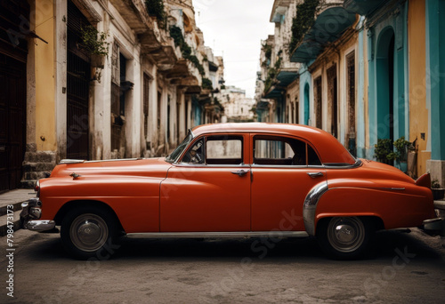 car old parked downtown havana ambient america american antique automobile building caribbean city classic cuba cuban destination ethnicity life outdoors scene street town traditional
