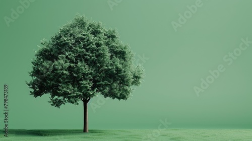 A small tree growing on a green background. The concept of ecological Earth Day.