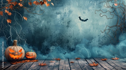 Halloween theme. social media post and flyer template or postcard background. hyper realistic 